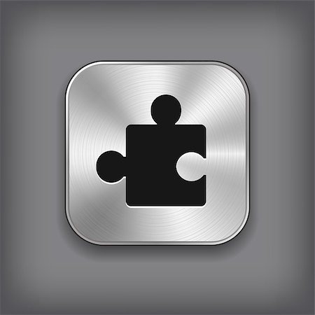 Puzzle icon - vector metal app button with shadow Photographie de stock - Aubaine LD & Abonnement, Code: 400-08652383