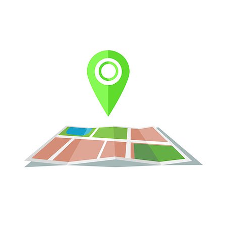 Green map marker with flat map. Flat style icon Stock Photo - Budget Royalty-Free & Subscription, Code: 400-08652404