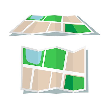 Map icon flat style Top and perspective angle of view. Stock Photo - Budget Royalty-Free & Subscription, Code: 400-08652408