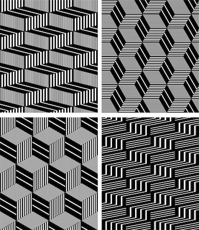 simsearch:400-08652412,k - Seamless geometric op art patterns set. 3D illusion. Vector art. Stock Photo - Budget Royalty-Free & Subscription, Code: 400-08652414