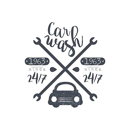 retro car wash - Carwash Black Vintage Stamp Classic Cool Vector Design With Text Elements On White Background Stock Photo - Budget Royalty-Free & Subscription, Code: 400-08652485