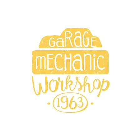 simsearch:400-08651035,k - Car Mechanic Yellow Vintage Stamp Classic Cool Vector Design With Text Elements On White Background Fotografie stock - Microstock e Abbonamento, Codice: 400-08652487