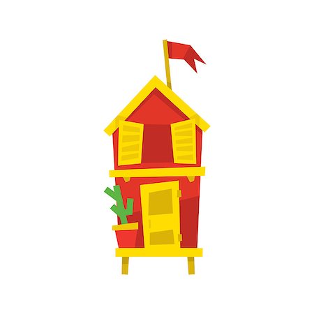 simsearch:400-07634358,k - Red Beach Cabin With Cactus Cartoon Style Colorful Flat Vector Icon Isolated On White Background Foto de stock - Super Valor sin royalties y Suscripción, Código: 400-08652522