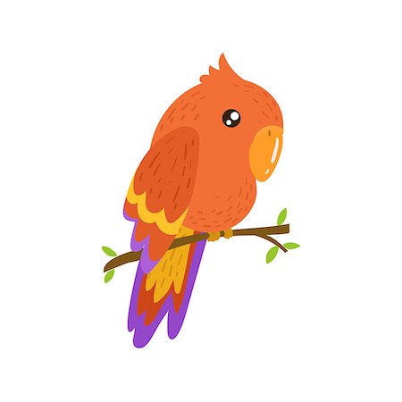 simsearch:400-03936936,k - Red Macaw Realistic Childish Illustration In Simple Cute Vector Design Isolated On White Background Fotografie stock - Microstock e Abbonamento, Codice: 400-08652555