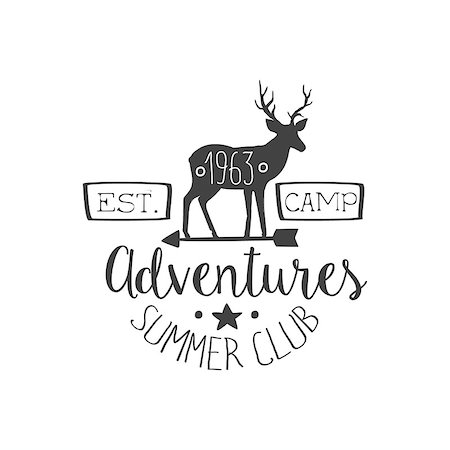 simsearch:400-08650986,k - Summer Club Adventures Vintage Black And White Monochrome Vector Design Label On White Background Stock Photo - Budget Royalty-Free & Subscription, Code: 400-08652635