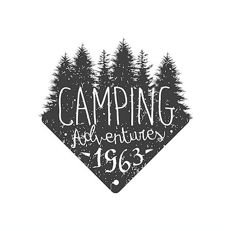 simsearch:400-08653615,k - Camping Adventures Vintage Emblem Black And White Monochrome Vector Design Label On White Background Foto de stock - Royalty-Free Super Valor e Assinatura, Número: 400-08652636