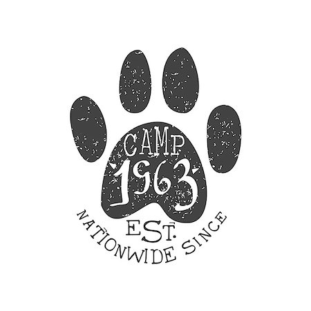 simsearch:400-08653615,k - Nationwide Camp Vintage Emblem Black And White Monochrome Vector Design Label On White Background Foto de stock - Royalty-Free Super Valor e Assinatura, Número: 400-08652649