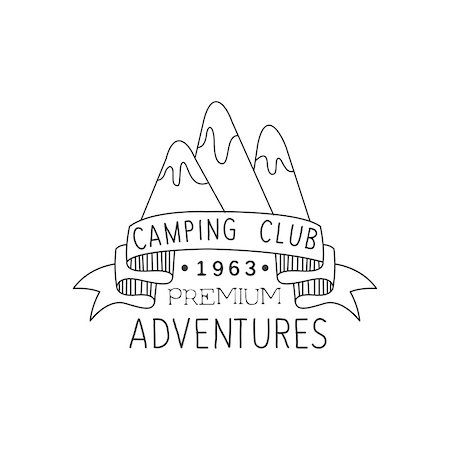 simsearch:400-08653615,k - Premium Camping Club Vintage Black And White Monochrome Vector Design Label On White Background Foto de stock - Royalty-Free Super Valor e Assinatura, Número: 400-08652641