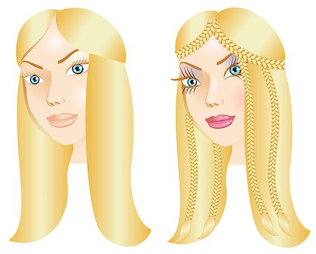Vector Illustration of a woman with little or no makeup, natural before and after styling. Fotografie stock - Microstock e Abbonamento, Codice: 400-08652760