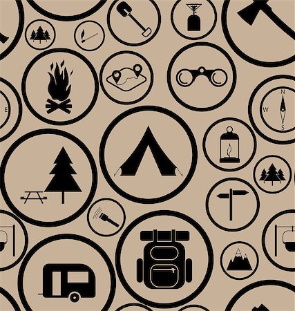 Seamless vector pattern made of simple icons representing hiking and tourism concepts Foto de stock - Super Valor sin royalties y Suscripción, Código: 400-08652774