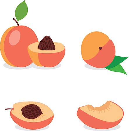 peach slice - Peach. Set peaches, pieces and slices, collection of vector illustrations on a transparent background Stock Photo - Budget Royalty-Free & Subscription, Code: 400-08652945