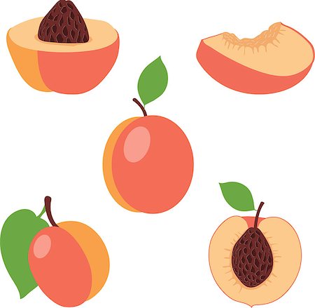 peach slice - Peach. Set peaches, pieces and slices, collection of vector illustrations on a transparent background Stock Photo - Budget Royalty-Free & Subscription, Code: 400-08652947