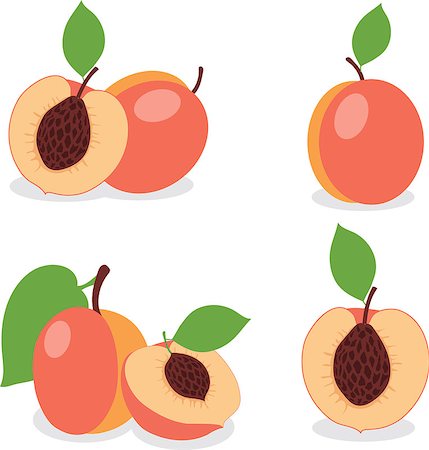 peach slice - Peach. Set peaches, pieces and slices, collection of vector illustrations on a transparent background Stock Photo - Budget Royalty-Free & Subscription, Code: 400-08652950