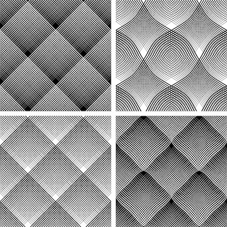 simsearch:400-08409083,k - Seamless reticulate patterns set. Vector art. Photographie de stock - Aubaine LD & Abonnement, Code: 400-08653012