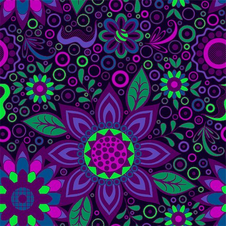 simsearch:400-08752377,k - Abstract Seamless Background with Symbolical Colorful Patterns and Floral Ornaments. Vector Stockbilder - Microstock & Abonnement, Bildnummer: 400-08653107