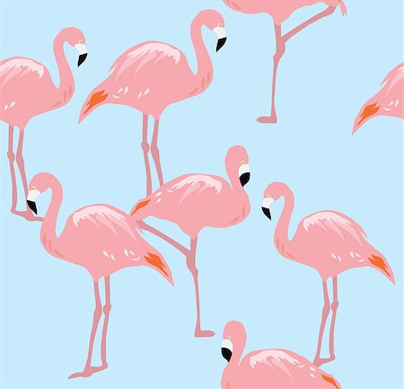 vector illustration of flamingo seamless background Photographie de stock - Aubaine LD & Abonnement, Code: 400-08653169