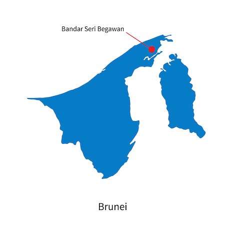 simsearch:400-07297774,k - Detailed vector map of Brunei and capital city Bandar Seri Begawan Stock Photo - Budget Royalty-Free & Subscription, Code: 400-08653204