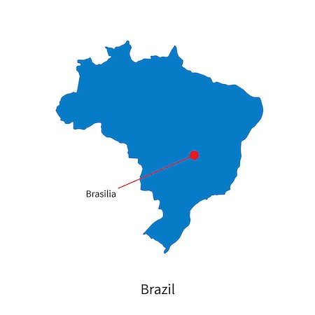 simsearch:400-07297774,k - Detailed vector map of Brazil and capital city Brasilia Stock Photo - Budget Royalty-Free & Subscription, Code: 400-08653205