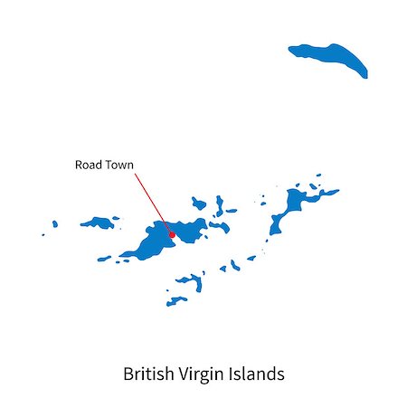 simsearch:400-07297774,k - Detailed vector map of British Virgin Islands and capital city Road Town Stock Photo - Budget Royalty-Free & Subscription, Code: 400-08653206