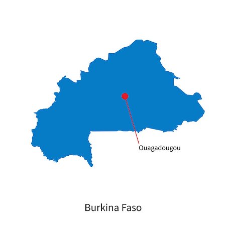 simsearch:400-07297774,k - Detailed vector map of Burkina Faso and capital city Ouagadougou Stock Photo - Budget Royalty-Free & Subscription, Code: 400-08653208