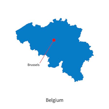 simsearch:400-07297774,k - Detailed vector map of Belgium and capital city Brussels Stock Photo - Budget Royalty-Free & Subscription, Code: 400-08653201