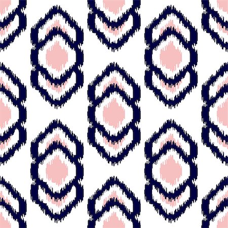 Ikat geometric seamless pattern. Pink and blue colors collection. Indonesian textile fabric tie-dye technique inspiration. Rhombus and drop shapes. Fotografie stock - Microstock e Abbonamento, Codice: 400-08653285