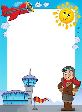 pilots with scarves - Aviation thematic frame 1 - eps10 vector illustration. Stock Photo - Budget Royalty-Free & Subscription, Code: 400-08653289