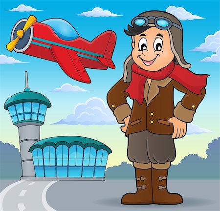 pilots with scarves - Aviation theme image 3 - eps10 vector illustration. Stock Photo - Budget Royalty-Free & Subscription, Code: 400-08653294