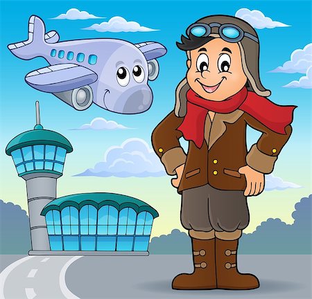 pilots with scarves - Aviation theme image 4 - eps10 vector illustration. Stock Photo - Budget Royalty-Free & Subscription, Code: 400-08653295