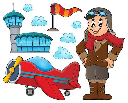 pilots with scarves - Aviation thematic set 2 - eps10 vector illustration. Stock Photo - Budget Royalty-Free & Subscription, Code: 400-08653291