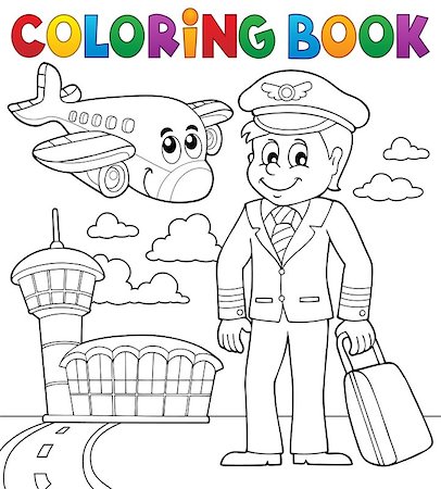 simsearch:400-05377347,k - Coloring book aviation theme 1 - eps10 vector illustration. Photographie de stock - Aubaine LD & Abonnement, Code: 400-08653304