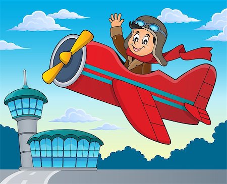 pilots with scarves - Pilot in retro airplane theme image 2 - eps10 vector illustration. Stock Photo - Budget Royalty-Free & Subscription, Code: 400-08653320