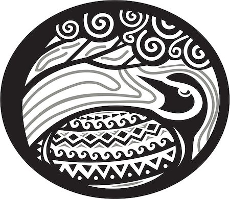 pluvier - Tribal Art style illustration of a Pacific golden plover, Pluvialis fluva or kolea, a medium-sized plover looking up to a tree viewed from the side set inside oval shape. Photographie de stock - Aubaine LD & Abonnement, Code: 400-08653390