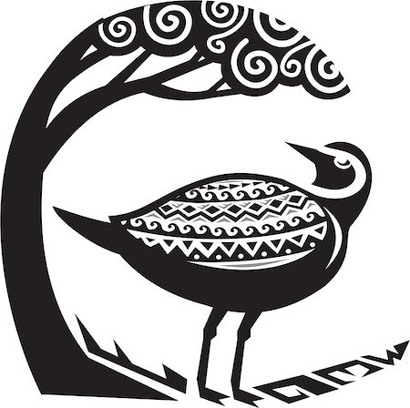 pluvier - Tribal Art style illustration of a Pacific golden plover, Pluvialis fluva or kolea, a medium-sized plover standing looking up to a tree viewed from the side set inside circle. Photographie de stock - Aubaine LD & Abonnement, Code: 400-08653392