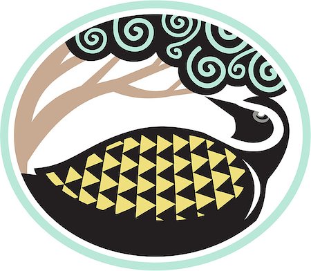 pluvier - Tribal Art style illustration of a Pacific golden plover, Pluvialis fluva or kolea, a medium-sized plover looking up to a tree viewed from the side set inside oval shape. Photographie de stock - Aubaine LD & Abonnement, Code: 400-08653403
