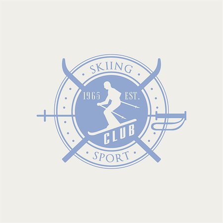 simsearch:400-08653615,k - Skiing Club Emblem Classic Style Vector Logo With Calligraphic Text On White Background Foto de stock - Royalty-Free Super Valor e Assinatura, Número: 400-08653597