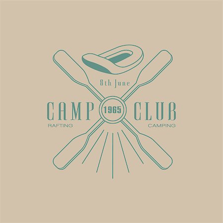 simsearch:400-08653615,k - Rafting Camp Club Emblem Classic Style Vector Logo With Calligraphic Text On White Background Foto de stock - Royalty-Free Super Valor e Assinatura, Número: 400-08653618