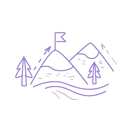 Mountain Hiking Simple Map Hand Drawn Childish Illustration In Funny Comic Style On White Background Stock Photo - Budget Royalty-Free & Subscription, Code: 400-08653679