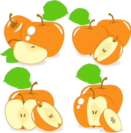 simsearch:400-05265200,k - Orange color apples slices, collection of vector illustrations on a transparent background Photographie de stock - Aubaine LD & Abonnement, Code: 400-08653817