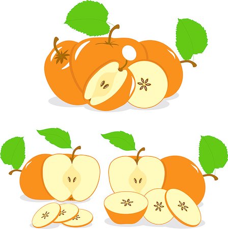 simsearch:400-05265200,k - Orange color apples slices, collection of vector illustrations on a transparent background Photographie de stock - Aubaine LD & Abonnement, Code: 400-08653818