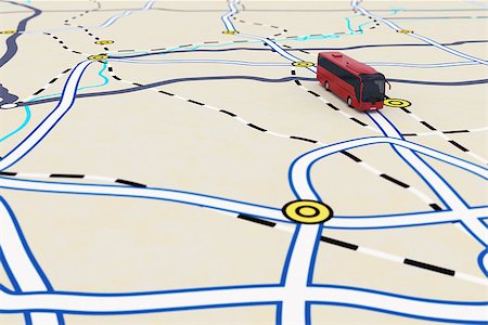 simsearch:400-08790917,k - 3D rendering of transport itinerary with bus Stockbilder - Microstock & Abonnement, Bildnummer: 400-08668827