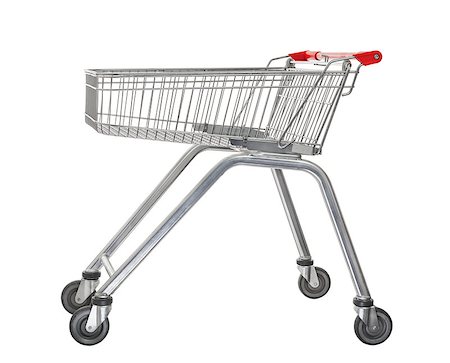 Empty used shopping trolley isolated on white background Stock Photo - Budget Royalty-Free & Subscription, Code: 400-08668990