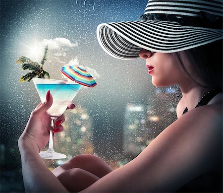 Woman looks at glass with summer landscape Stock Photo - Budget Royalty-Free & Subscription, Code: 400-08669448