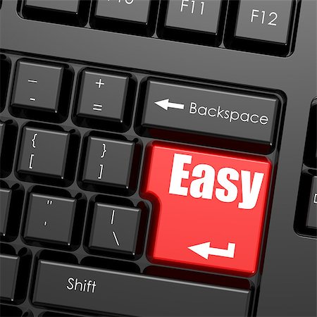 Red enter button on computer keyboard, Easy word. Business concept Stock Photo - Budget Royalty-Free & Subscription, Code: 400-08669521