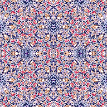 Boho style flower seamless pattern. Tiled mandala design, best for print fabric or papper and more. Stock Photo - Budget Royalty-Free & Subscription, Code: 400-08674217
