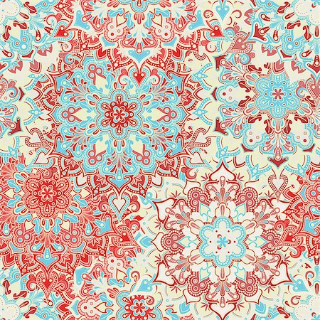 Boho style flower seamless pattern. Tiled mandala design, best for print fabric or papper and more. Stock Photo - Budget Royalty-Free & Subscription, Code: 400-08674242