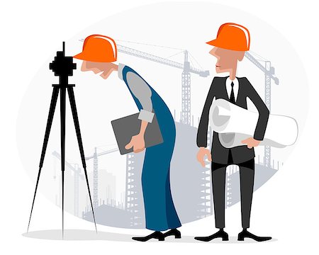 simsearch:400-05341942,k - Vector illustration image of a surveyor and engineer Stock Photo - Budget Royalty-Free & Subscription, Code: 400-08674305