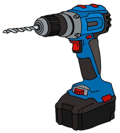 drill and cartoon - Hand drawing of a blue cordless drill Stock Photo - Budget Royalty-Free & Subscription, Code: 400-08674349