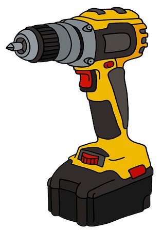 drill and cartoon - Hand drawing of a yellow cordless screwdriver Stock Photo - Budget Royalty-Free & Subscription, Code: 400-08674350