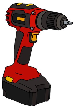 drill and cartoon - Hand drawing of a red cordless screwdriver Stock Photo - Budget Royalty-Free & Subscription, Code: 400-08674351